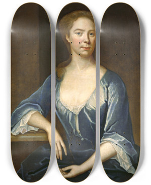 Triptych art skateboard deck of Maria Verelst Portrait Of A Lady by Maria Verelst (1680-1744)