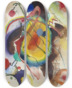 Triptych art skateboard deck of Wassily Kandinsky Entwurf Zu Einem Wandbild Fr Edwin R Campbell by Wassily Kandinsky (1866-1944)
