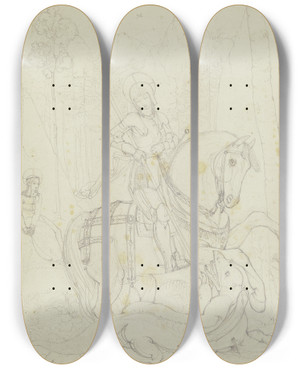 Triptych art skateboard deck of Franz Pforr Der Heilige Georg Den Drachen Ttend_2 by Franz Pforr (1788-1812)