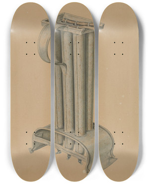 Triptych art skateboard deck of Edward Bashaw Candle Mold by Edward Bashaw