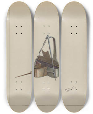 Triptych art skateboard deck of Charlotte Winter Lamp_2 by Charlotte Winter (20-)