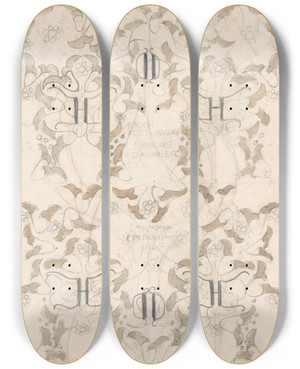 Triptych art skateboard deck of Carel Adolph Lion Cachet Ontwerp Voor Een Omslag Voor Een Uitgave Van Honor Daumier En Erich Klossowski Mnchen 1908_1 by Carel Adolph Lion Cachet (1864-1945)