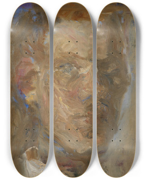 Triptych art skateboard deck of Karl Schou Seilfportrait by Karl Schou (1870-1938)