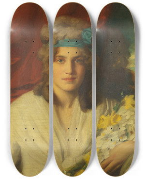 Triptych art skateboard deck of Bernhard Sterman Portrait Of A Woman by Bernhard Osterman (1870-1938)