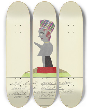 Triptych art skateboard deck of John Elsas Ich Habe Verstanden Mich Zu Erheben by John Elsas (1851-1935)