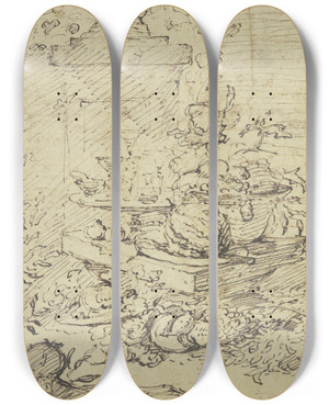 Triptych art skateboard deck of Gavin Hamilton Still Life With Fruits by Gavin Hamilton (1723-1798) Triptych art skateboard deck of Gavin Hamilton Still Life With Fruits by Gavin Hamilton (1723-1798)