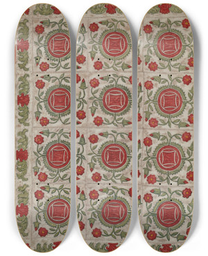 Triptych art skateboard deck of Mildred E Bent Applique Quilt_3 by Mildred E Bent Triptych art skateboard deck of Mildred E Bent Applique Quilt_3 by Mildred E Bent