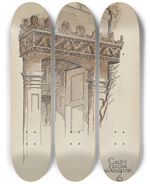 Triptych art skateboard deck of Al Curry Cornice by Al Curry (20-)