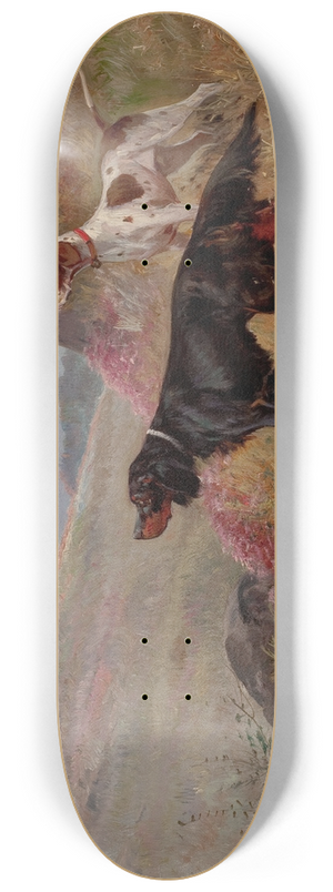 Eugene Petit - Landscape with Pointer and Setter 8.25 inch art skate deck