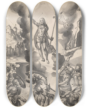 Triptych art skateboard deck of Hans Bock The Elder Auferstehung Christi by Hans Bock The Elder (1550-1624)