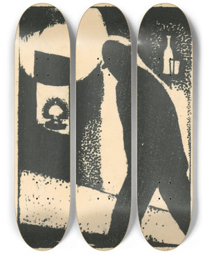 Triptych art skateboard deck of Mikul Galanda Periphery_2 by Mikulas Galanda (1895-1938)