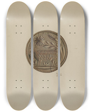 Triptych art skateboard deck of Albert Levone Pa German Butter Mold_5 by Albert Levone (20-)