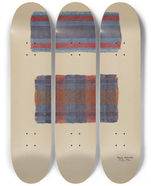 Triptych art skateboard deck of Paul Kelly Textile Samples_2 by Paul Kelly