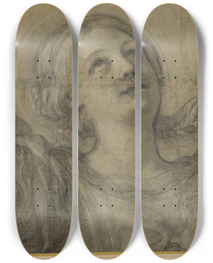 Triptych art skateboard deck of Domenichino Saint Cecilia by Domenichino (1581-1641)