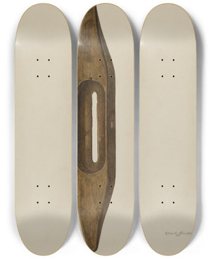 Triptych art skateboard deck of Albert Geuppert Cloth Shuttle by Albert Geuppert