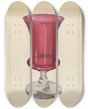 Triptych art skateboard deck of John Fisk Vase by John Fisk