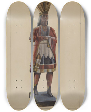 Triptych art skateboard deck of Henry Granet Cigar Store Indian_2 by Henry Granet