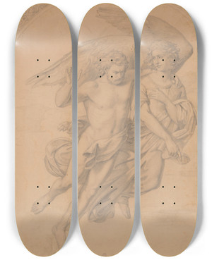 Triptych art skateboard deck of Jzef Simmler Biblical Composition by Jozef Simmler (1823-1868)