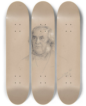 Triptych art skateboard deck of Adolph Tidemand Lensmann Olsen Ns_1 by Adolph Tidemand (1814-1876)