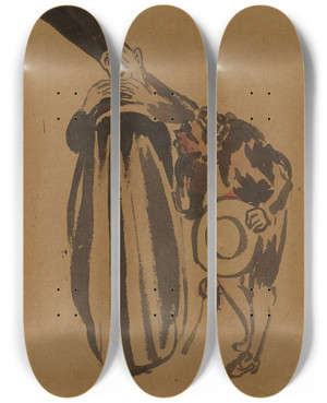 Triptych art skateboard deck of Douard Vuillard Coquelin Cadet Dans Le Rle De Figaro Dans Le Barbier De Sville by douard Vuillard (1868-1940)