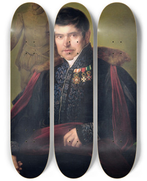 Triptych art skateboard deck of Juan Antonio De Ribera Antonio Sol by Juan Antonio De Ribera (1779-1860)