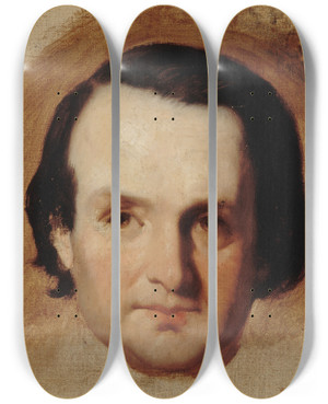 Triptych art skateboard deck of Franois Joseph Heim Portrait De Victor Hugo 18021885 Crivain by Francois Joseph Heim (1787-1865)