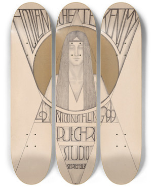 Triptych art skateboard deck of Willy Sluiter Hollandsche Teekenmij Tentoonstelling Pulchri Studio September by Willy Sluiter