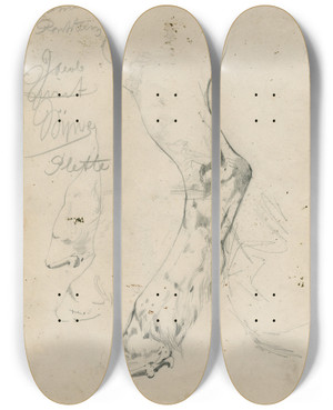 Triptych art skateboard deck of Floris Verster Cows Paw by Floris Verster (1861-1927)