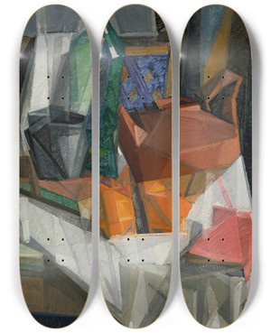 Triptych art skateboard deck of Georges Valmier Nature Morte No 3 by Georges Valmier (1885-1937)