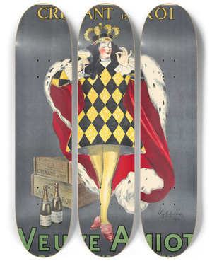 Triptych art skateboard deck of Leonetto Cappiello Veuve Amiot by Leonetto Cappiello (1875-1942)