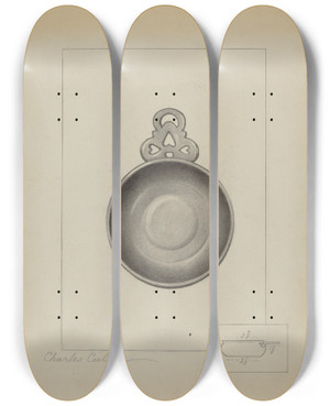 Triptych art skateboard deck of Charles Cullen Pewter Porringer_21 by Charles Cullen (20-)