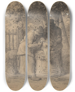 Triptych art skateboard deck of Jeanfranois Millet Sheepshearing Beneath A Tree by Jean-Franois Millet (1814-1875) Triptych art skateboard deck of Jeanfranois Millet Sheepshearing Beneath A Tree by Jean-Franois Millet (1814-1875)