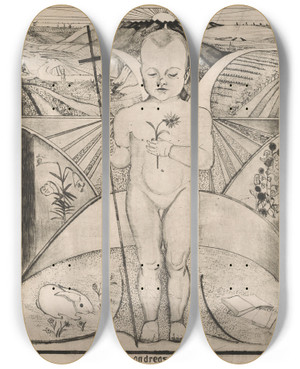 Triptych art skateboard deck of Lodewijk Schelfhout Andreas I by Lodewijk Schelfhout (1881-1943)