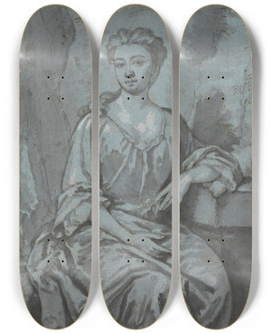 Triptych art skateboard deck of Edward Byng A Lady by Edward Byng