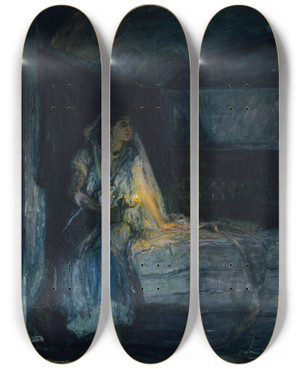 Triptych art skateboard deck of Henry Ossawa Tanner Mary by Henry Ossawa Tanner (1859-1937)