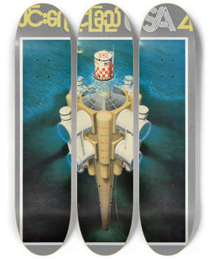Triptych art skateboard deck of Us Information Agency Usa41 by U S Information Agency (1953-1999)