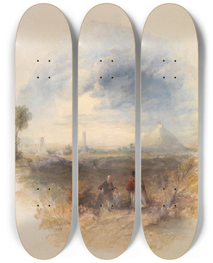 Triptych art skateboard deck of Thomas Creswick Waterloo by Thomas Creswick (1811-1869)