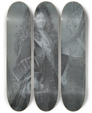 Triptych art skateboard deck of Hyacinthe Rigaud Portrait Of Agentleman by Hyacinthe Rigaud (1659-1743) Triptych art skateboard deck of Hyacinthe Rigaud Portrait Of Agentleman by Hyacinthe Rigaud (1659-1743)