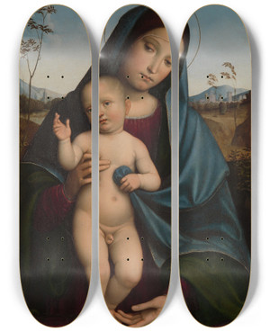 Triptych art skateboard deck of Francesco Francia Madonna And Child_2 by Francesco Francia (1450-1517)
