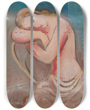 Triptych art skateboard deck of Mikul Galanda Seated Model by Mikulas Galanda (1895-1938)