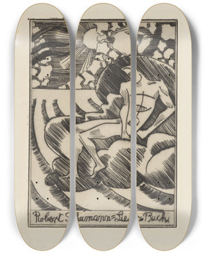 Triptych art skateboard deck of August Babberger Robert Schumann Liederbuch by August Babberger (1885-1936) Triptych art skateboard deck of August Babberger Robert Schumann Liederbuch by August Babberger (1885-1936)