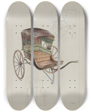 Triptych art skateboard deck of Floyd R Sharp Baby Buggy by Floyd R Sharp