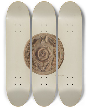 Triptych art skateboard deck of Albert Levone Pa German Butter Mold_7 by Albert Levone (20-)