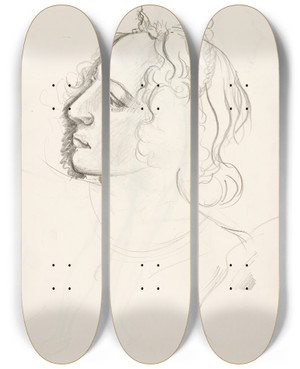 Triptych art skateboard deck of Alfred William Finch Botticelliharjoitelma by Alfred William Finch (1854-1930)