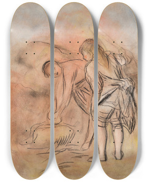 Triptych art skateboard deck of Pierreauguste Renoir Deux Jeunes Filles Au Bord De La Mer by Pierre-Auguste Renoir (1841-1919)