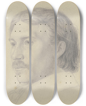 Triptych art skateboard deck of Nikolaus Hoff Bildnis Des Baltischen Malers August Pezold by Nikolaus Hoff (1798-1873)