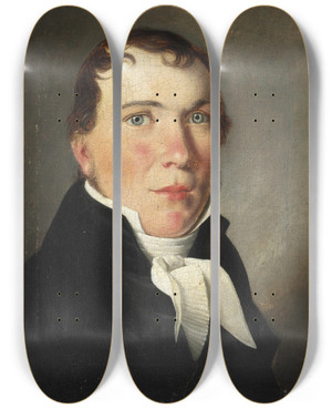 Triptych art skateboard deck of Christoffer Wilhelm Eckersberg Portrt Af Kbmand Ipsen by Christoffer Wilhelm Eckersberg (1783-1853)