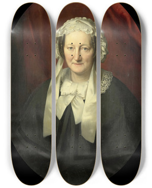 Triptych art skateboard deck of Bastiaan De Poorter Portrait Of Johanna Maria Parv Wife Of Hendrik Andr Cornelis Tierens by Bastiaan De Poorter (1813-1880)