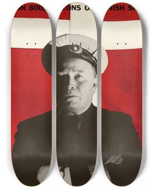 Triptych art skateboard deck of Louise Dahlwolfe 5000 Danish Seamen Sailing For United Nations On 800000 Tons Of Danish Ships by Louise Dahl-Wolfe (1895-1989)