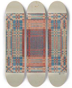 Triptych art skateboard deck of Cornelius Christoffels Coverlet_3 by Cornelius Christoffels (1879-1960)